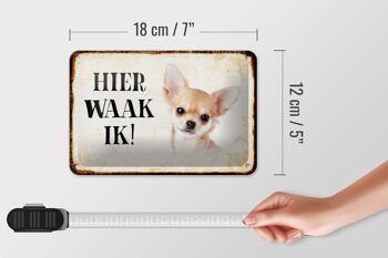 Panneau en étain avec inscription « Dutch Here Waak ik Chihuahua », décoration lisse, 18x12cm 5