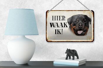 Panneau en étain disant 18x12cm, décoration néerlandaise Here Waak ik Rottweiler 4
