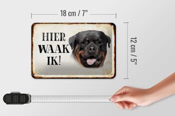 Panneau en étain disant 18x12cm, décoration néerlandaise Here Waak ik Rottweiler 5