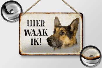 Panneau en étain disant 18x12cm, décoration de chien de berger néerlandais Here Waak ik 2
