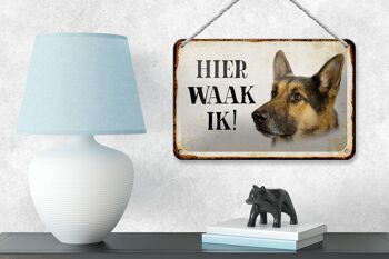 Panneau en étain disant 18x12cm, décoration de chien de berger néerlandais Here Waak ik 4