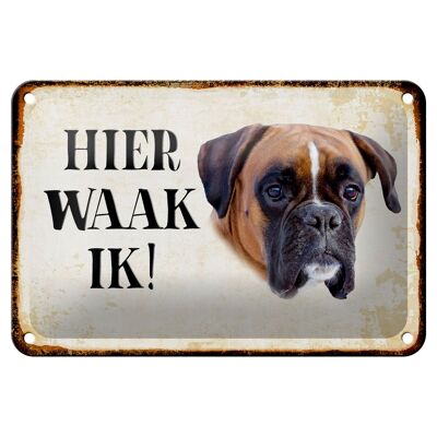 Targa in metallo con scritta "Dutch Here Waak ik Boxer" 18x12 cm