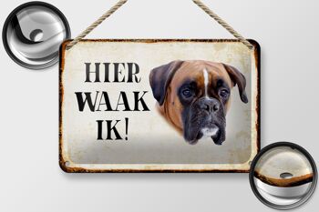 Panneau en étain avec inscription « Dutch Here Waak ik Boxer », 18x12cm, décoration 2