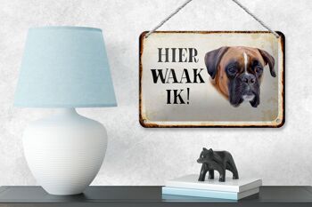 Panneau en étain avec inscription « Dutch Here Waak ik Boxer », 18x12cm, décoration 4