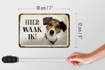 Panneau en étain disant 18x12cm, panneau néerlandais Here Waak ik Jack Russell Terrier 5