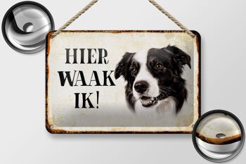 Panneau en étain avec inscription « Dutch Here Waak ik Border Collie », 18x12cm, décoration 2