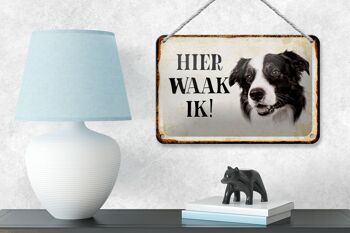 Panneau en étain avec inscription « Dutch Here Waak ik Border Collie », 18x12cm, décoration 4