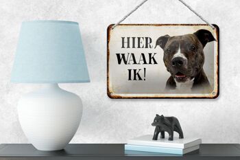 Panneau en étain avec inscription « Dutch Here Waak ik Pitbull Terrier », 18x12cm, décoration 4