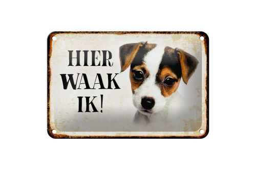Blechschild Spruch 18x12cm holländisch Hier Waak ik Jack Russell Terrier Puppy