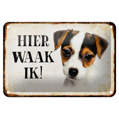 Targa in metallo con scritta "Dutch Here Waak ik Jack Russell Terrier Puppy" 18x12 cm