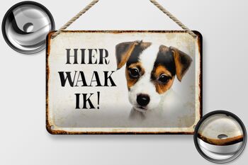 Panneau en étain disant « Dutch Here Waak ik Jack Russell Terrier Puppy », 18x12cm 2