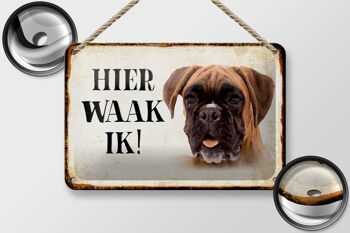 Panneau en étain disant 18x12cm, décoration de chien néerlandais Here Waak ik Boxer 2