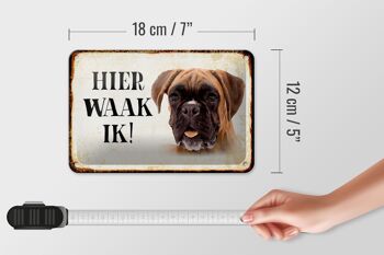 Panneau en étain disant 18x12cm, décoration de chien néerlandais Here Waak ik Boxer 5