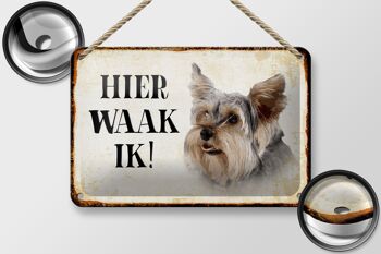 Panneau en étain avec inscription « Dutch Here Waak ik Yorkshire Terrier », décoration pour chien, 18x12cm 2