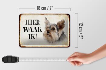 Panneau en étain avec inscription « Dutch Here Waak ik Yorkshire Terrier », décoration pour chien, 18x12cm 5