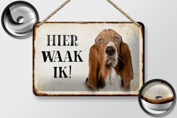 Panneau en étain disant 18x12cm, décoration de chien néerlandais Here Waak ik Bassett 2