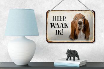 Panneau en étain disant 18x12cm, décoration de chien néerlandais Here Waak ik Bassett 4