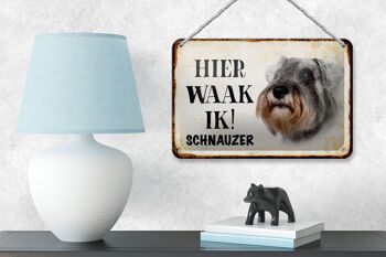 Panneau en étain disant 18x12cm, décoration de chien néerlandais Here Waak ik Schnauzer 4