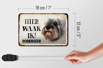 Panneau en étain disant 18x12cm, décoration de chien néerlandais Here Waak ik Schnauzer 5