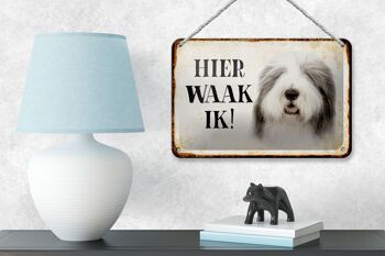 Panneau en étain disant 18x12cm, décoration de chien néerlandais Here Waak ik Bobtail 4