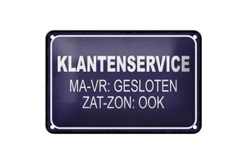 Signe en étain note 18x12cm, signe néerlandais Klantenservice MA-VR Gesloten 1