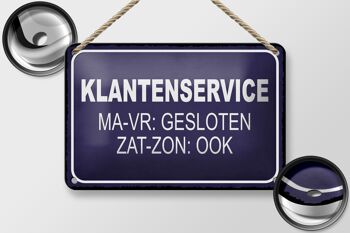 Signe en étain note 18x12cm, signe néerlandais Klantenservice MA-VR Gesloten 2