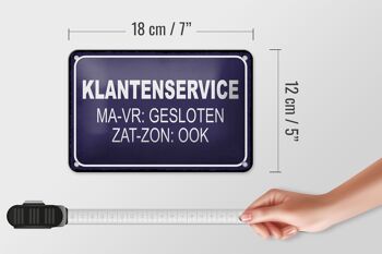 Signe en étain note 18x12cm, signe néerlandais Klantenservice MA-VR Gesloten 5