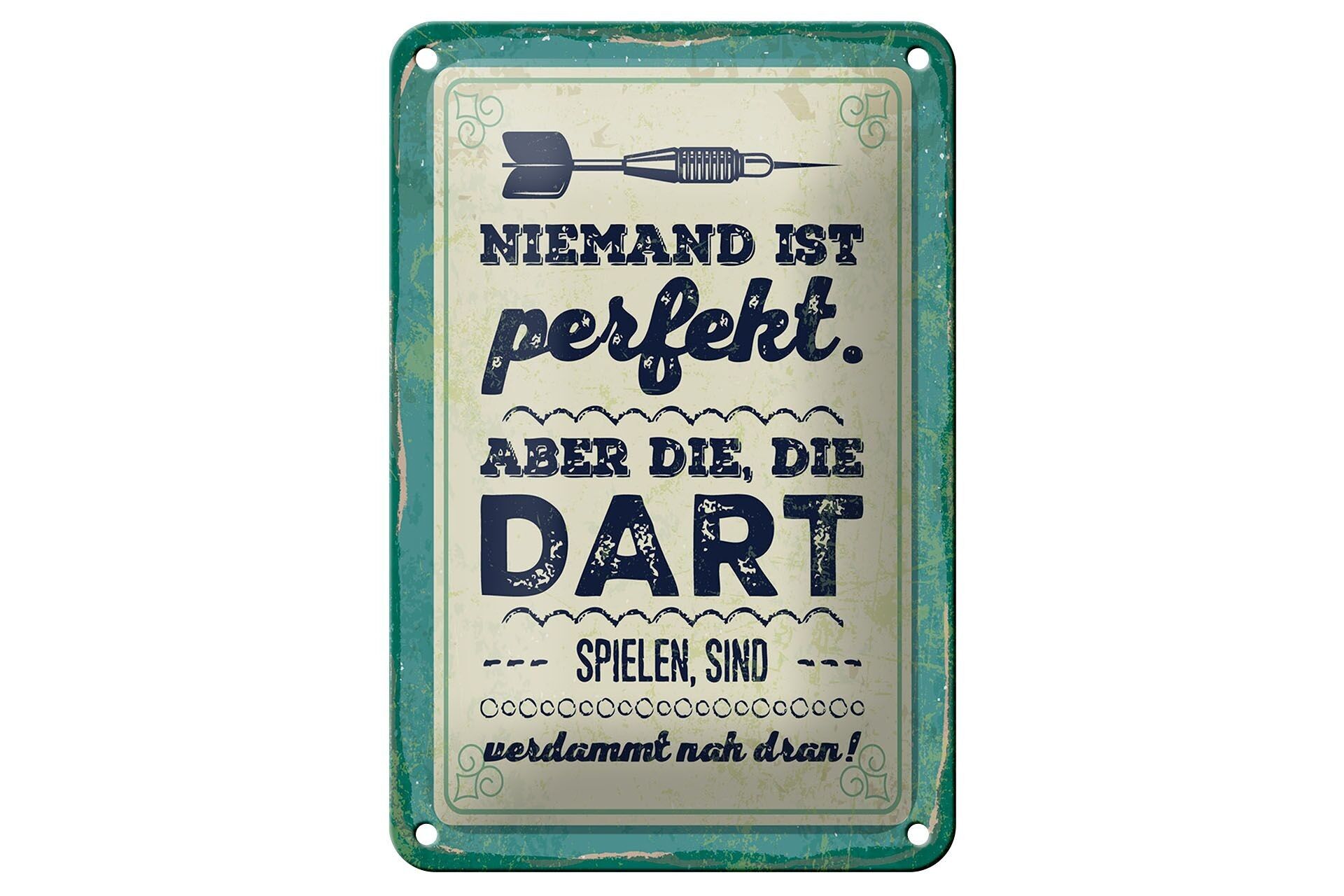 Targa in metallo con scritta 12x18 cm Nessuno è perfetto. Ma il