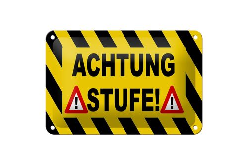 Blechschild Hinweis 18x12cm Achtung Stufe Ausrufezeichen Dekoration