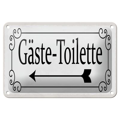 Blechschild Hinweis 18x12cm Gäste-Toilette links Pfeil Dekoration
