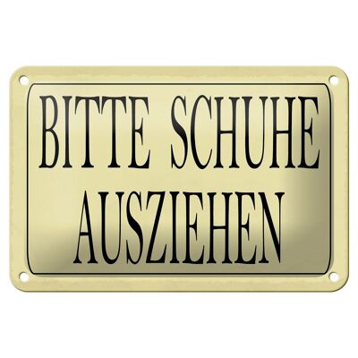 Blechschild Hinweis 18x12cm Bitte Schuhe ausziehen Dekoration