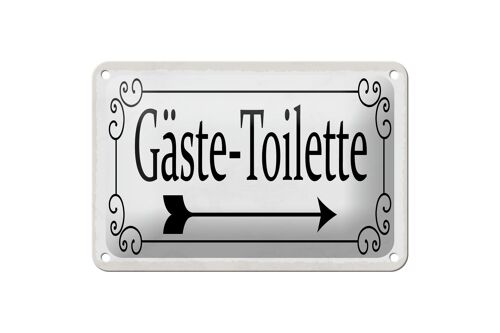 Blechschild Hinweis 18x12cm Gäste-Toilette rechts Pfeil Dekoration
