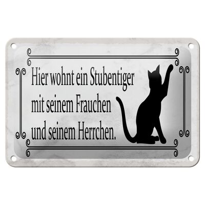 Tin sign saying 18x12cm cat here lives a house cat decoration