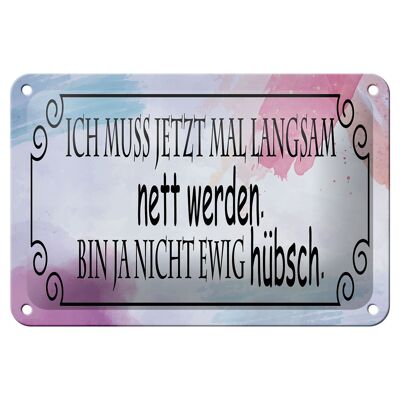 Blechschild Spruch 18x12cm ich muss mal langsam nett werden Dekoration