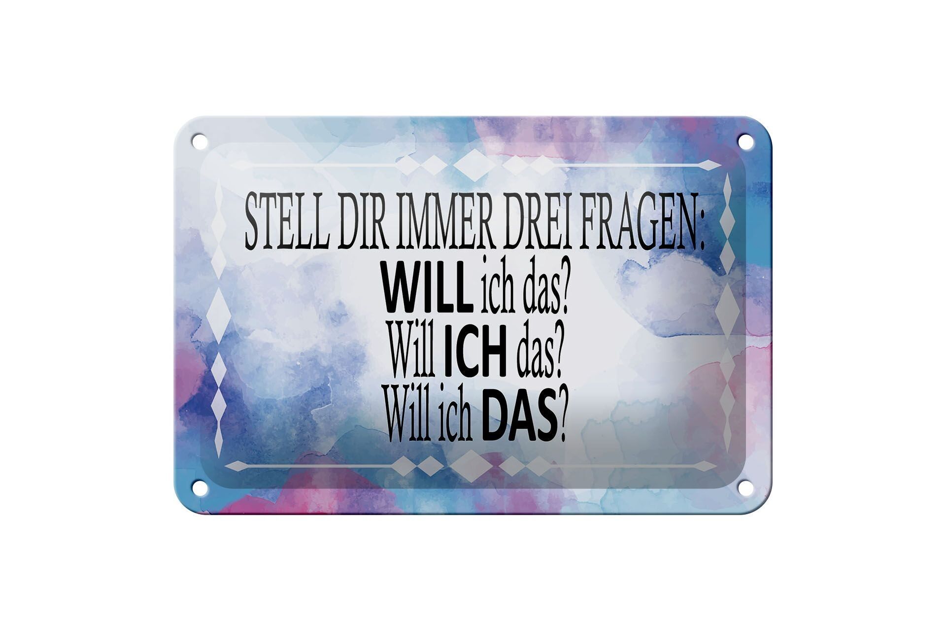 Targa in metallo con scritta 18x12 cm chiediti 3 domande Voglio quella decorazione