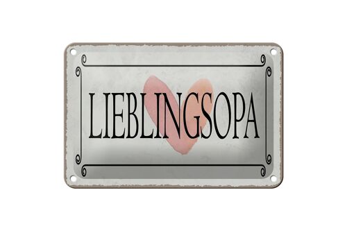 Blechschild Hinweis 18x12cm Lieblingsopa Herz Geschenk Dekoration