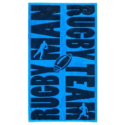 Jacquard-Rugby-Team-Strandtuch aus Velours-Frottee, 90 x 170 cm, 400 g/m²