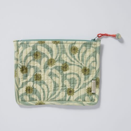 Small Pouch Poppies Blue Green