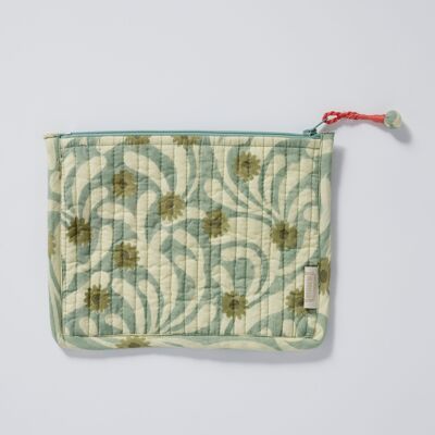 Small Pouch Poppies Blue Green