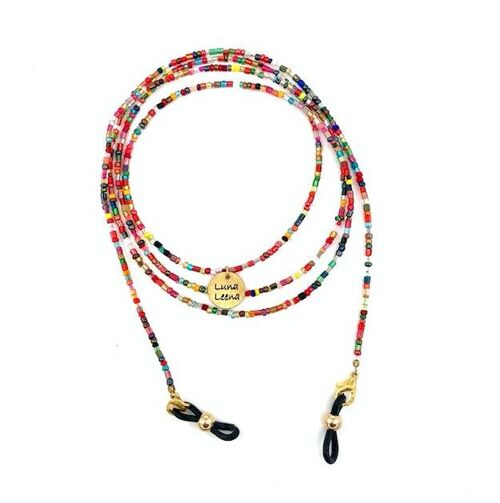 sustainable glasses cord - multi glass beads - L95cm - handmade in Nepal