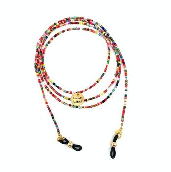 cordon de lunettes durable - perles de verre multiples - L95cm - fait main au Népal 1