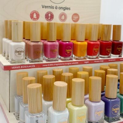 Display of 16 nail polishes - Biosourced nail polishes