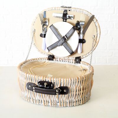 Picnic basket oval 38x28x16 cm 12 parts