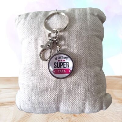 Porte-clés “Je suis une super tata” – Cadeau artisanal