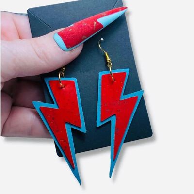 Bowie cork lightning bolt earrings