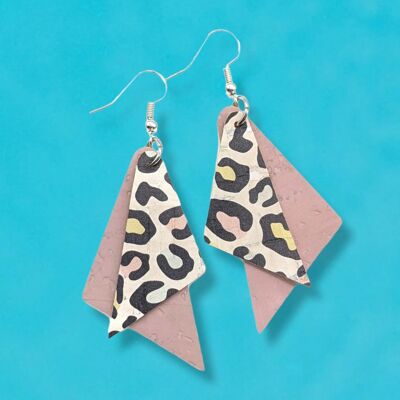 Pastel leopard cork shard earrings