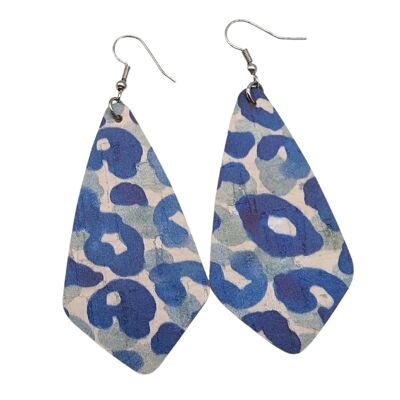 Pendientes de diamantes con estampado de leopardo azul