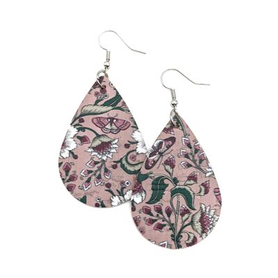 Pink floral teardrop earrings