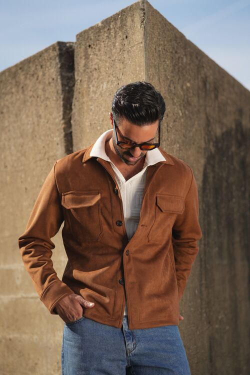 CAMEL SUEDE OUTERSHIRT