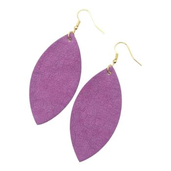 Boucles d'oreilles feuilles de papier plante violette 1